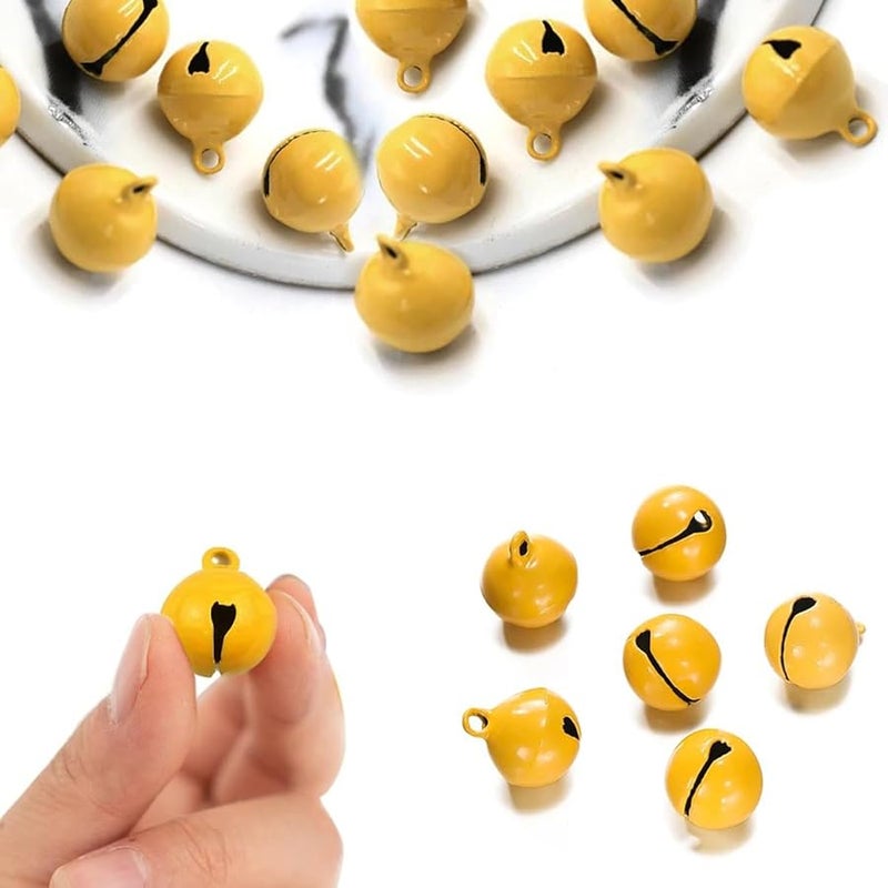 Yellow 10Pcs 14mm Jingle Bells For DIY Keychains Jewelry Pet Festival Decorations - Image 3